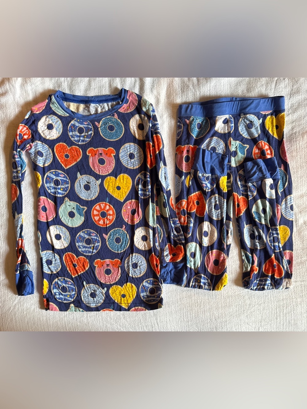 Little Sleepies Pajama Set Navy funny Donut print